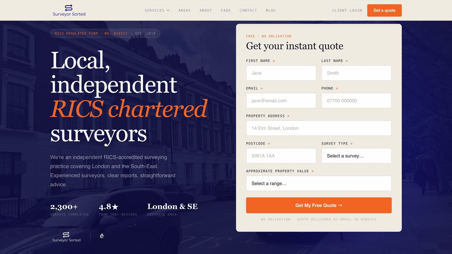 Surveyor Sorted, Professional services site